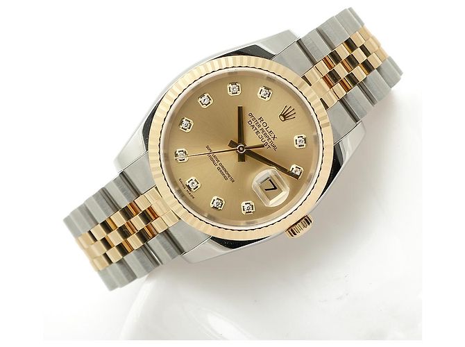 Rolex Orologio Combo Datejust da Uomo con Diamanti Originali Giallo - vista 22