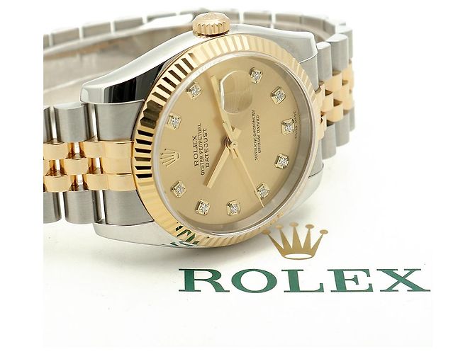 Rolex Orologio Combo Datejust da Uomo con Diamanti Originali Giallo - vista 23