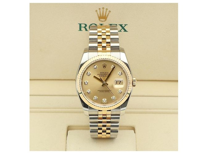 Rolex Orologio Combo Datejust da Uomo con Diamanti Originali Giallo - vista 25