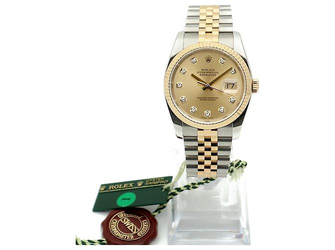 Rolex Orologio Combo Datejust da Uomo con Diamanti Originali Giallo - vista 4