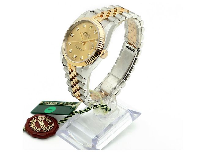 Rolex Orologio Combo Datejust da Uomo con Diamanti Originali Giallo - vista 5