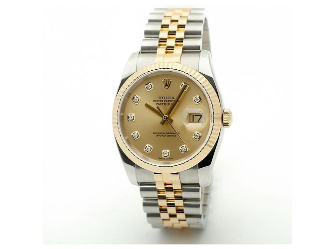 Rolex Orologio Combo Datejust da Uomo con Diamanti Originali Giallo - vista 9