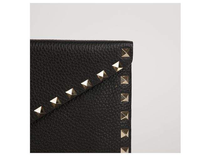 Valentino Clutch Envelope Rockstud in pelle nera - vista 3