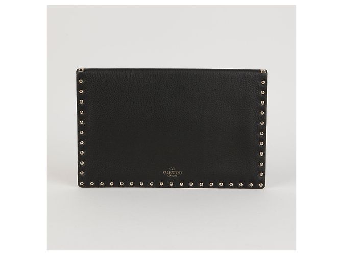 Valentino Clutch Envelope Rockstud in pelle nera - vista 4
