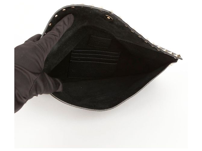 Valentino Clutch Envelope Rockstud in pelle nera - vista 8
