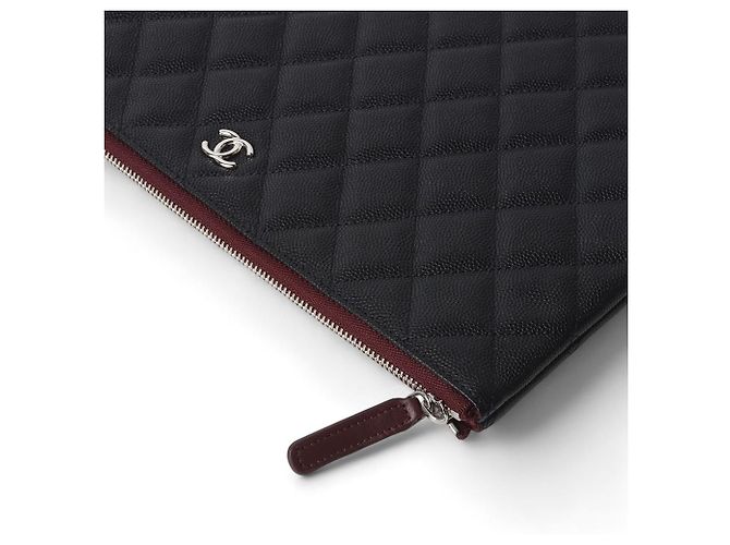 Chanel Clutch Caviar Silver New Nero - vista 3
