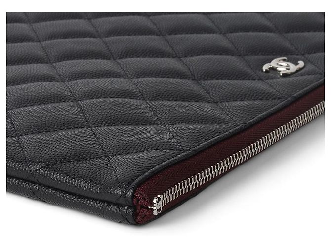 Chanel Clutch Caviar Silver New Nero - vista 4