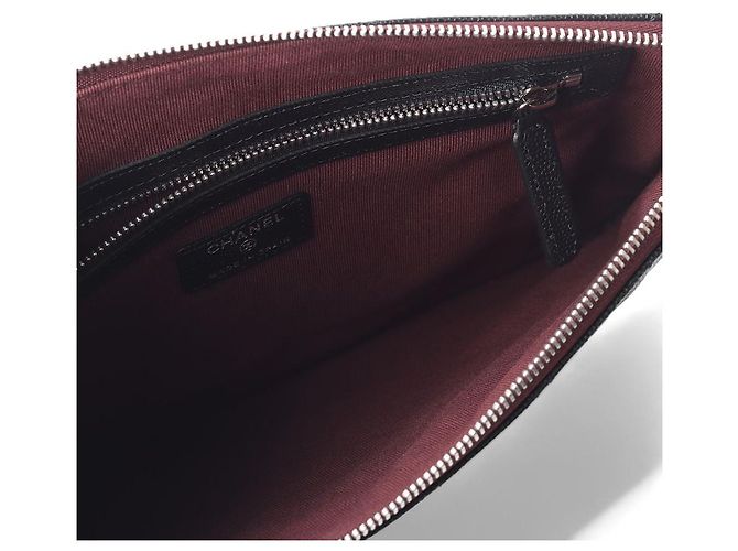 Chanel Clutch Caviar Silver New Nero - vista 7