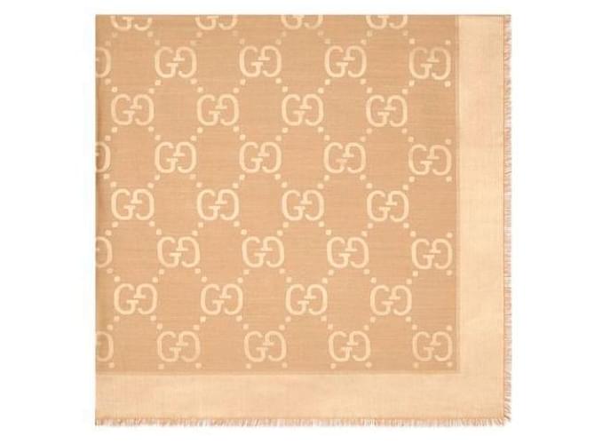 Gucci Sciarpa in lana e seta jacquard GG Arancione - vista 3