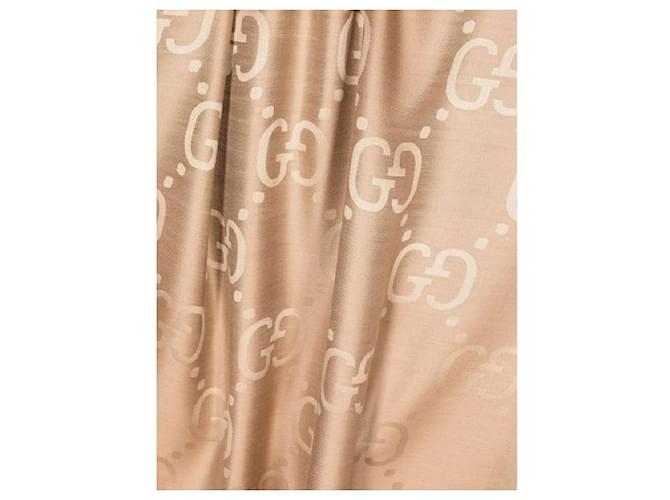 Gucci Sciarpa in lana e seta jacquard GG Arancione - vista 4