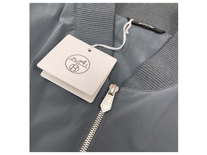 Hermès Leather Trimming Vest Gray Blue - view 10