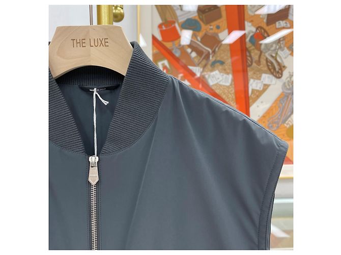 Hermès Leather Trimming Vest Gray Blue - view 3
