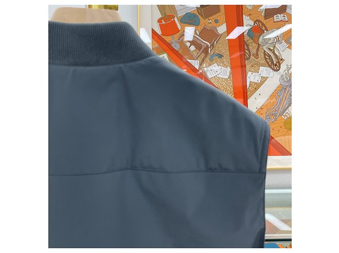 Hermès Leather Trimming Vest Gray Blue - view 6