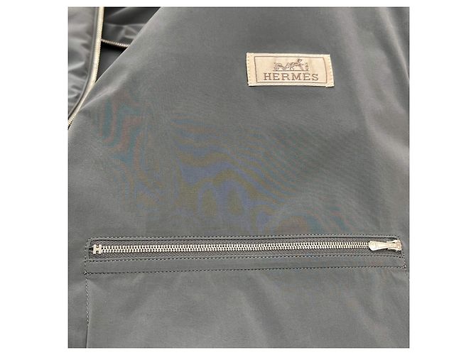 Hermès Leather Trimming Vest Gray Blue - view 9