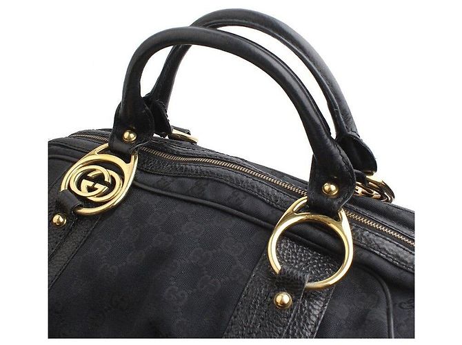 Gucci Borsa tote in jacquard nero - vista 6