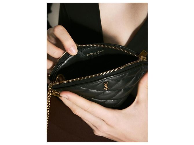 Portafoglio monete SADE TRIANGLE in agnello Saint Laurent AAAJU Nero - vista 19