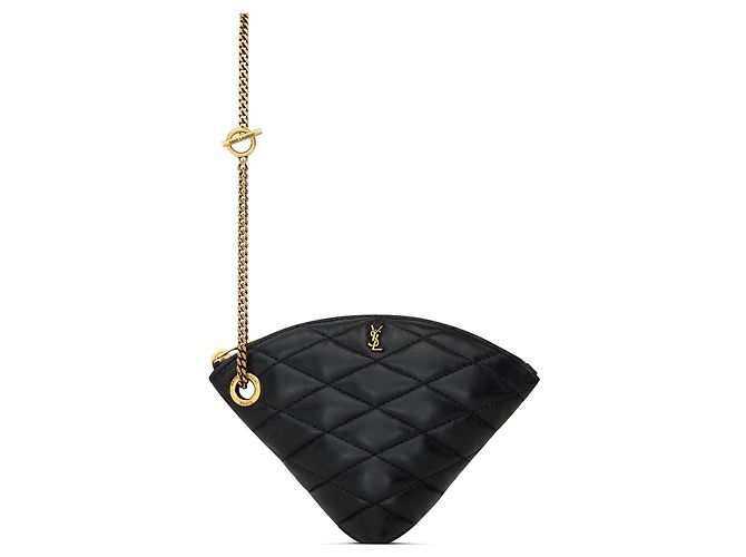Portafoglio monete SADE TRIANGLE in agnello Saint Laurent AAAJU Nero - vista 2