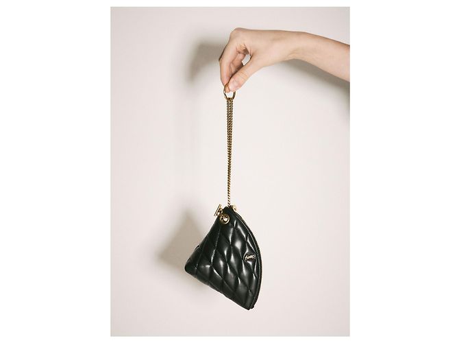 Portafoglio monete SADE TRIANGLE in agnello Saint Laurent AAAJU Nero - vista 3