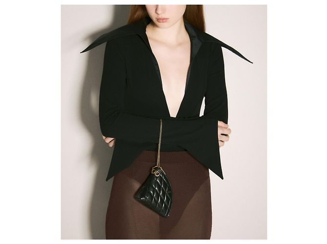 Portafoglio monete SADE TRIANGLE in agnello Saint Laurent AAAJU Nero - vista 6