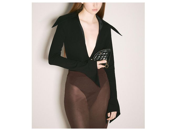 Portafoglio monete SADE TRIANGLE in agnello Saint Laurent AAAJU Nero - vista 8
