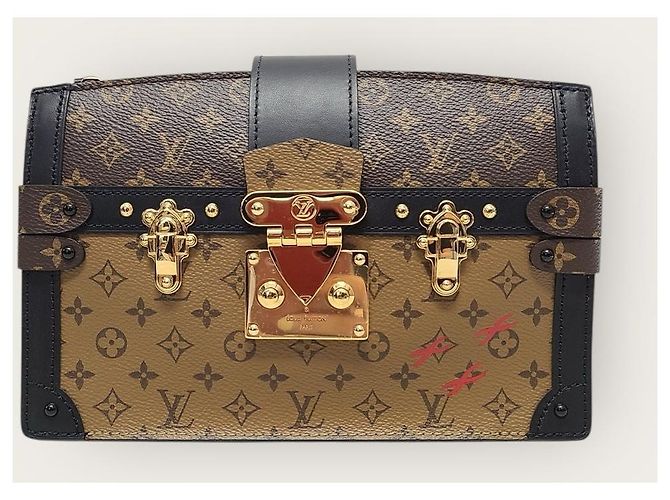 Louis Vuitton Borsa a Spalla Monogram Petite Malle Trunk Marrone - vista 2