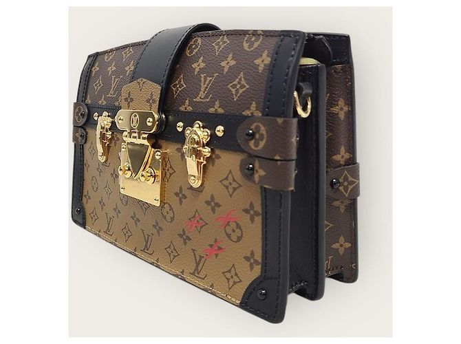 Louis Vuitton Borsa a Spalla Monogram Petite Malle Trunk Marrone - vista 3