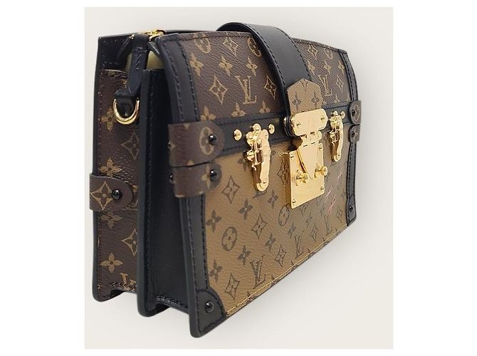 Louis Vuitton Borsa a Spalla Monogram Petite Malle Trunk Marrone - vista 4