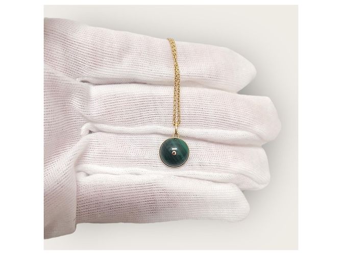 Louis Vuitton Collana con pendente a fiore in malachite e oro giallo e diamanti - vista 4