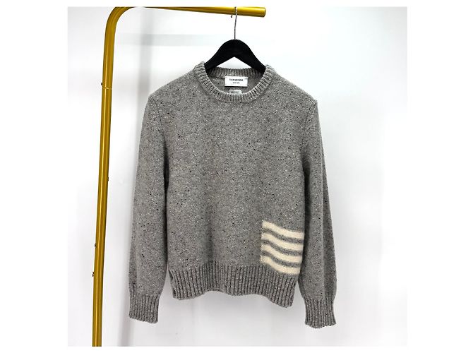 Thom Browne Diagonale Mohair-Strick grau Braun - Ansicht 2