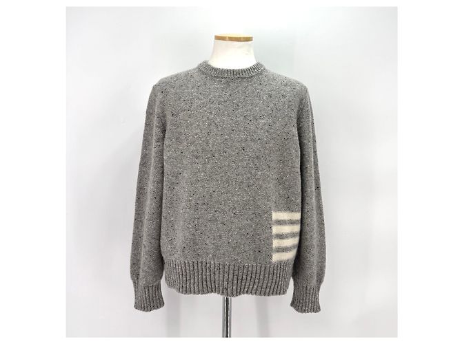 Thom Browne Diagonale Mohair-Strick grau Braun - Ansicht 4