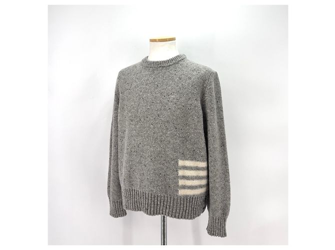 Thom Browne Diagonale Mohair-Strick grau Braun - Ansicht 5
