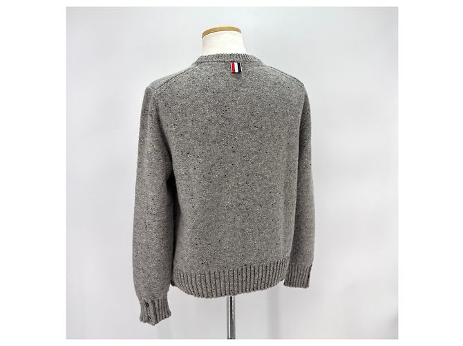 Thom Browne Diagonale Mohair-Strick grau Braun - Ansicht 6