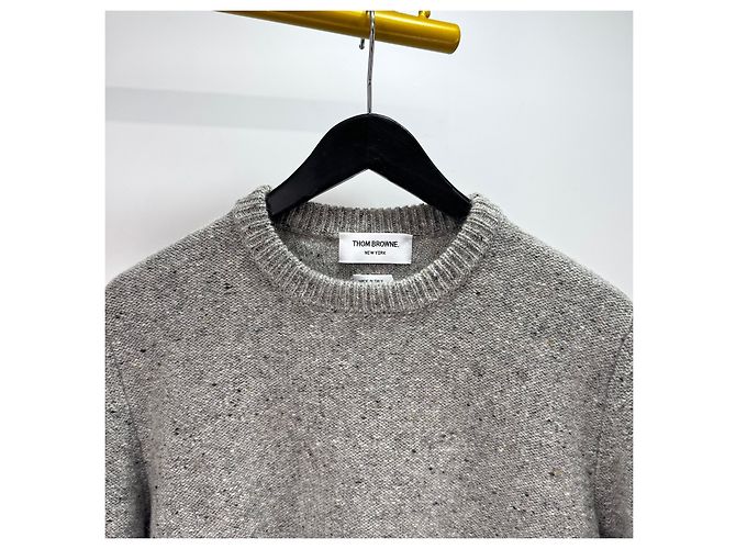 Thom Browne Diagonale Mohair-Strick grau Braun - Ansicht 7