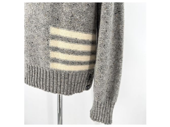 Thom Browne Diagonale Mohair-Strick grau Braun - Ansicht 8