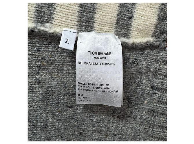 Thom Browne Diagonale Mohair-Strick grau Braun - Ansicht 9