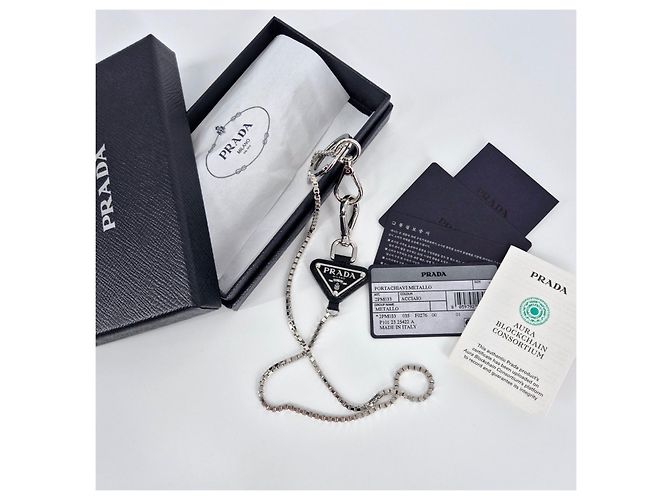 Prada Triangle Logo Metal Keyring Steel Multiple colors - view 2