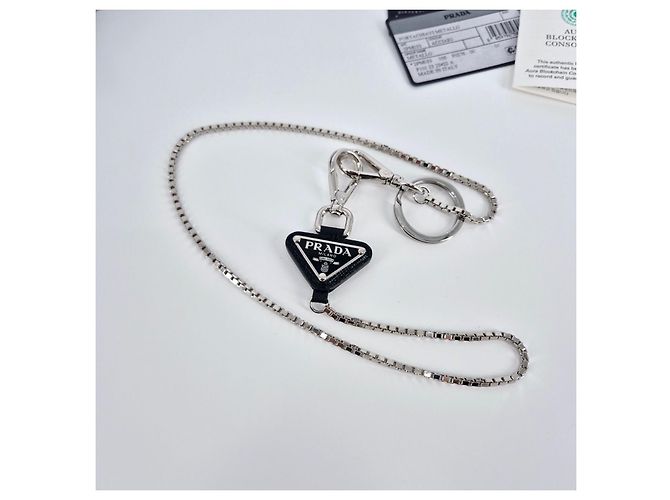 Prada Triangle Logo Metal Keyring Steel Multiple colors - view 4