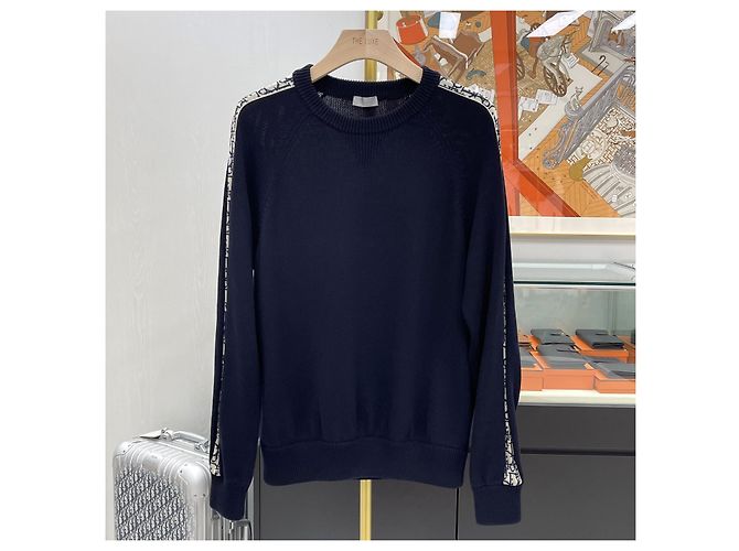 Dior Maglia con inserto Oblique Navy Blu - vista 2