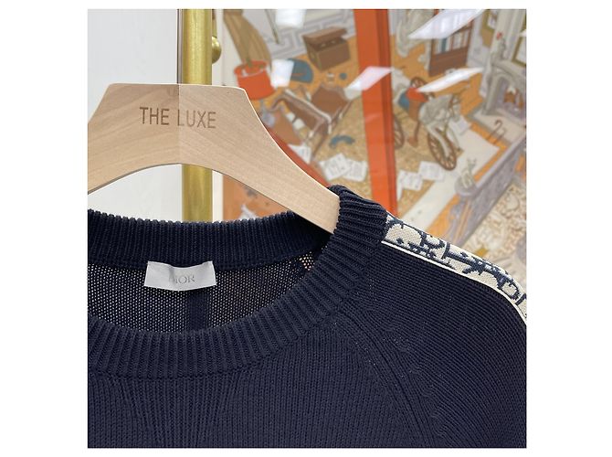 Dior Maglia con inserto Oblique Navy Blu - vista 3