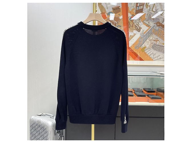 Dior Maglia con inserto Oblique Navy Blu - vista 4
