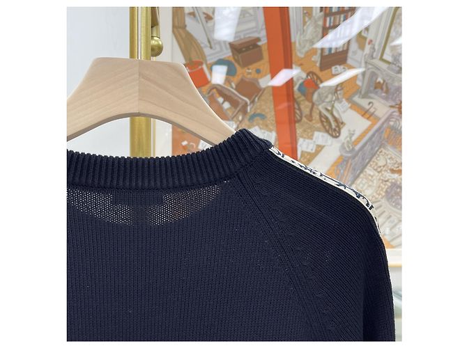 Dior Maglia con inserto Oblique Navy Blu - vista 5
