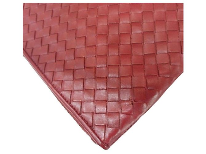 Bottega Veneta Pasta de documentos clutch em couro de bezerro Intrecciato bordô - vista 3