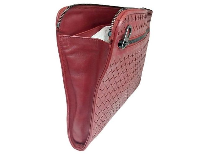 Bottega Veneta Pasta de documentos clutch em couro de bezerro Intrecciato bordô - vista 5