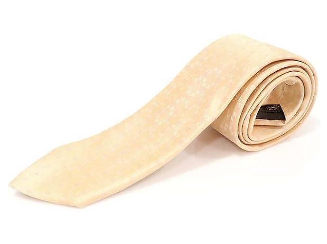 Céline Cravatta in seta beige con motivo Triopé Marrone - vista 2