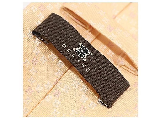 Céline Cravatta in seta beige con motivo Triopé Marrone - vista 5