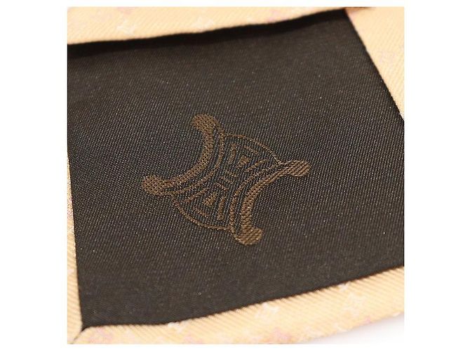 Céline Cravatta in seta beige con motivo Triopé Marrone - vista 7