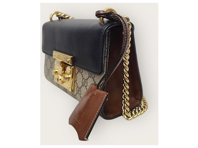 Gucci Piccola borsa a catena in pelle GG Supreme Padlock Nero - vista 2