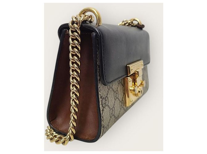 Gucci Piccola borsa a catena in pelle GG Supreme Padlock Nero - vista 3