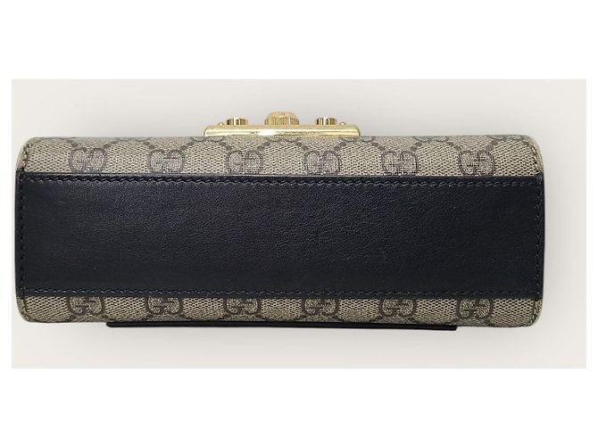 Gucci Piccola borsa a catena in pelle GG Supreme Padlock Nero - vista 6