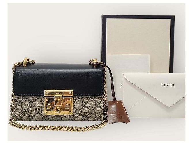 Gucci Piccola borsa a catena in pelle GG Supreme Padlock Nero - vista 7